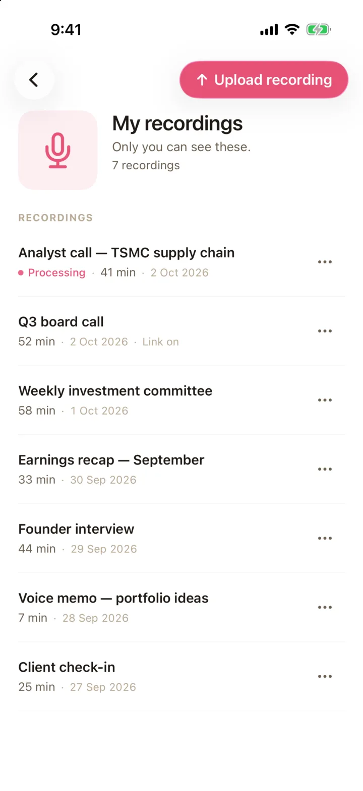 My recordings in the Podket iPhone app